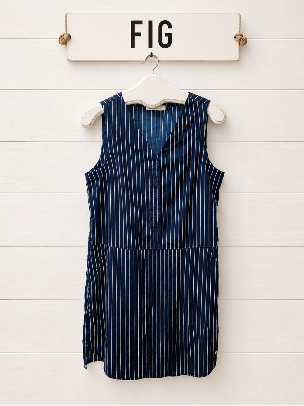 FIG Blue & White Striped Sleeveless Tunic Dress Size M